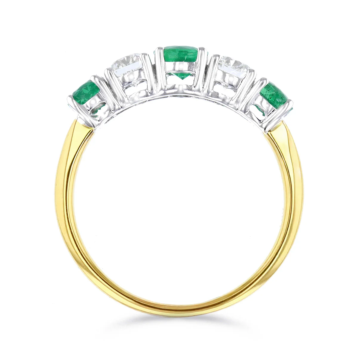 0.73ct Emerald and 0.47ct Diamond Five Stone Ring | 18K Yellow Gold - Image 5