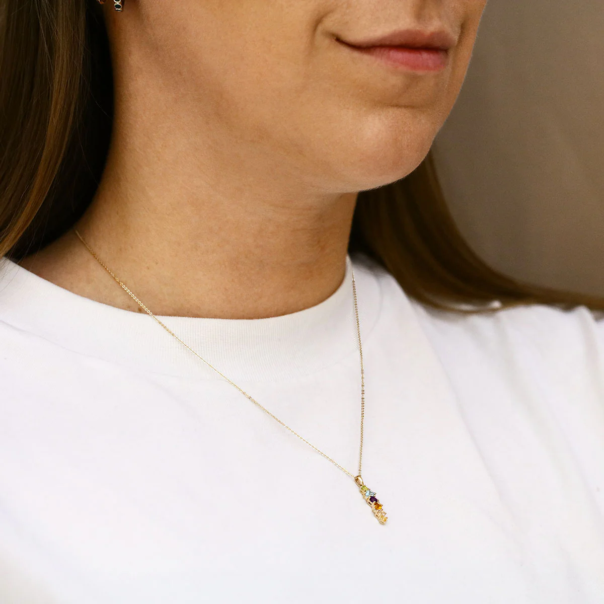 0.74ct Multi-Cut Gemstone and Diamond Drop Necklace | 9K Yellow Gold - Image 5