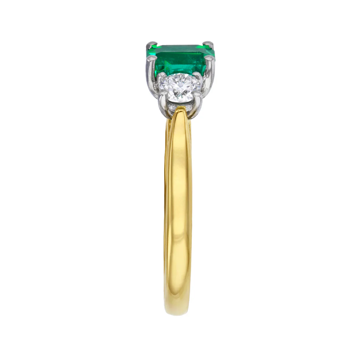 0.81ct Zambian Emerald and 0.38ct Diamond Three Stone Ring | Platinum - Image 4
