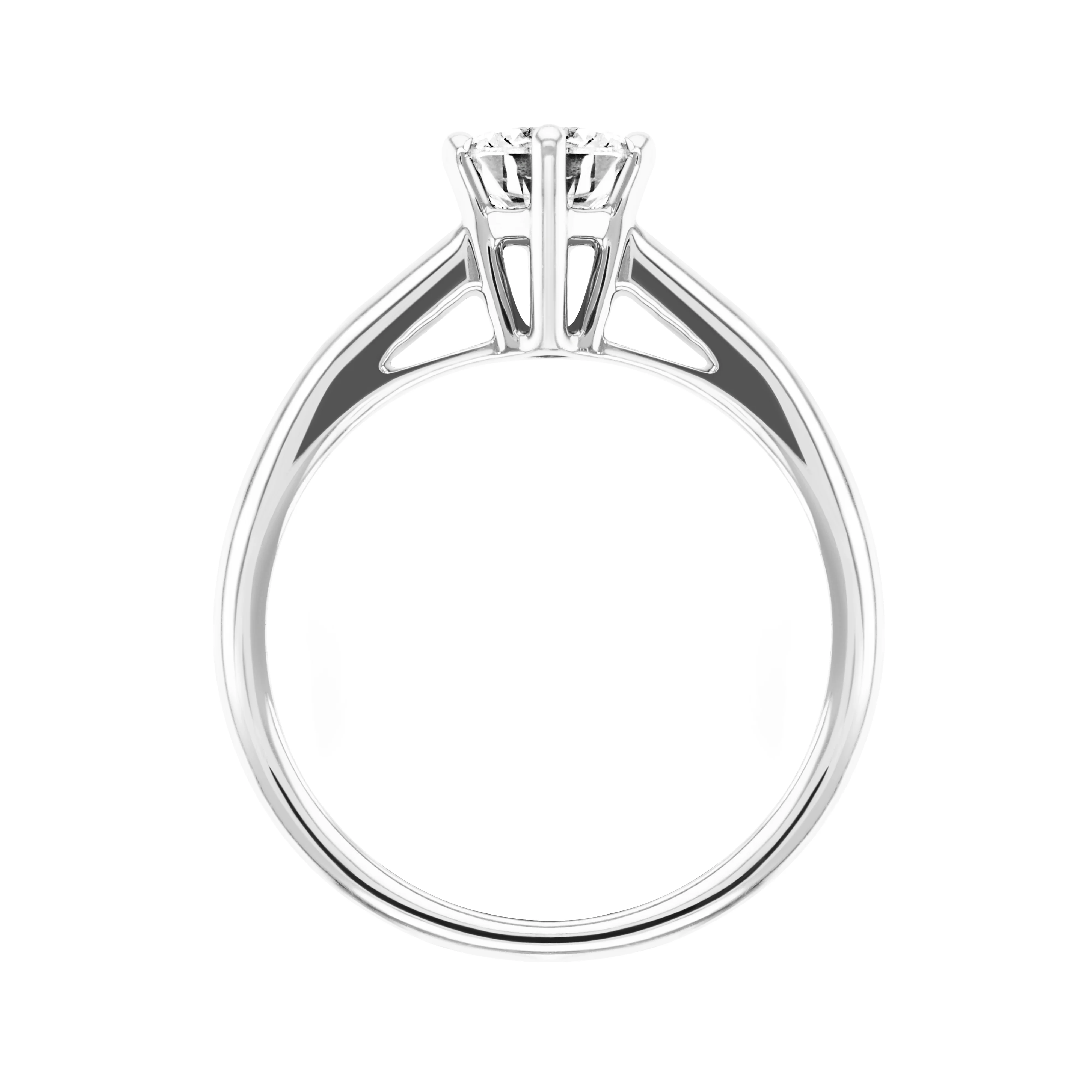 0.84ct Tabitha Round Brilliant with Tapered Baguette Shoulders Diamond Engagement Ring | 18K White Gold - Image 4
