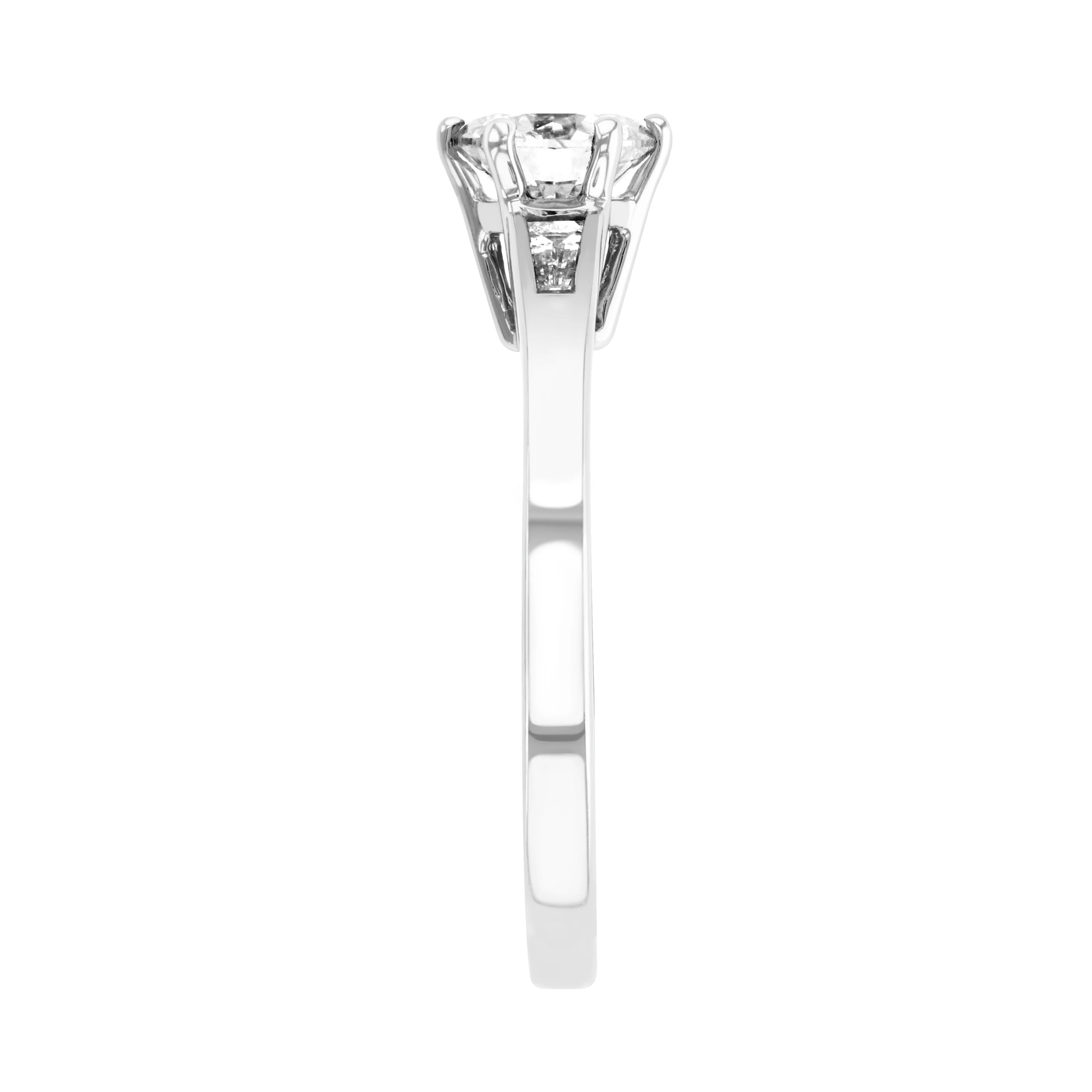 0.84ct Tabitha Round Brilliant with Tapered Baguette Shoulders Diamond Engagement Ring | 18K White Gold - Image 5