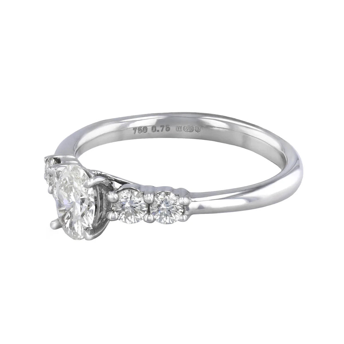 0.86ct Diamond Five Stone Ring | Pre-Loved | 18K White Gold - Image 3