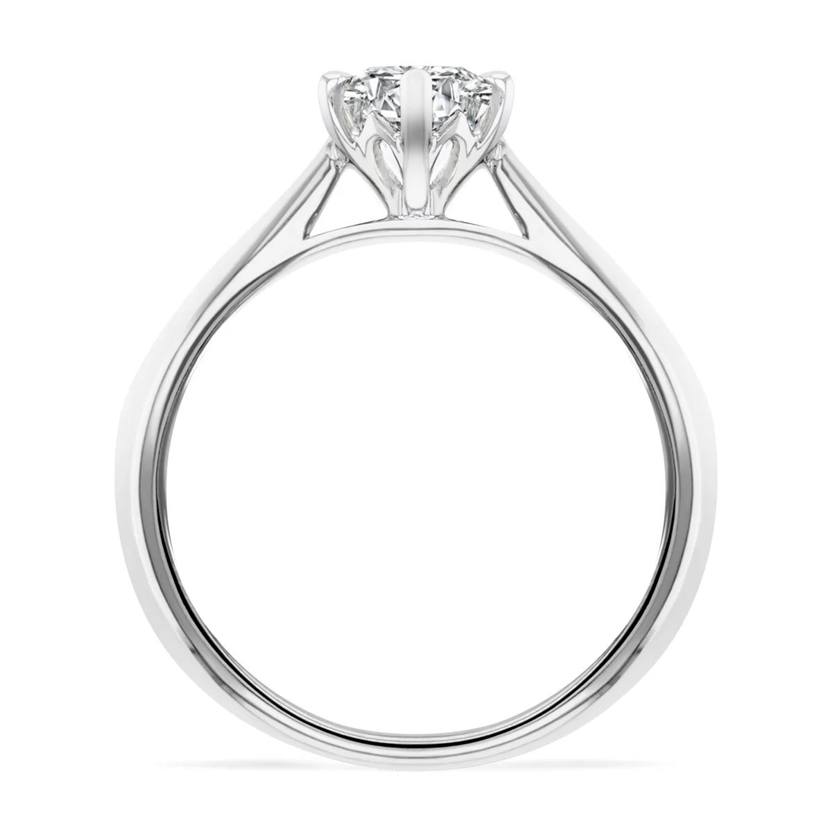 0.86ct Lila Diamond Solitaire Engagement Ring with Petal Diamond Shoulders | Platinum - Image 3