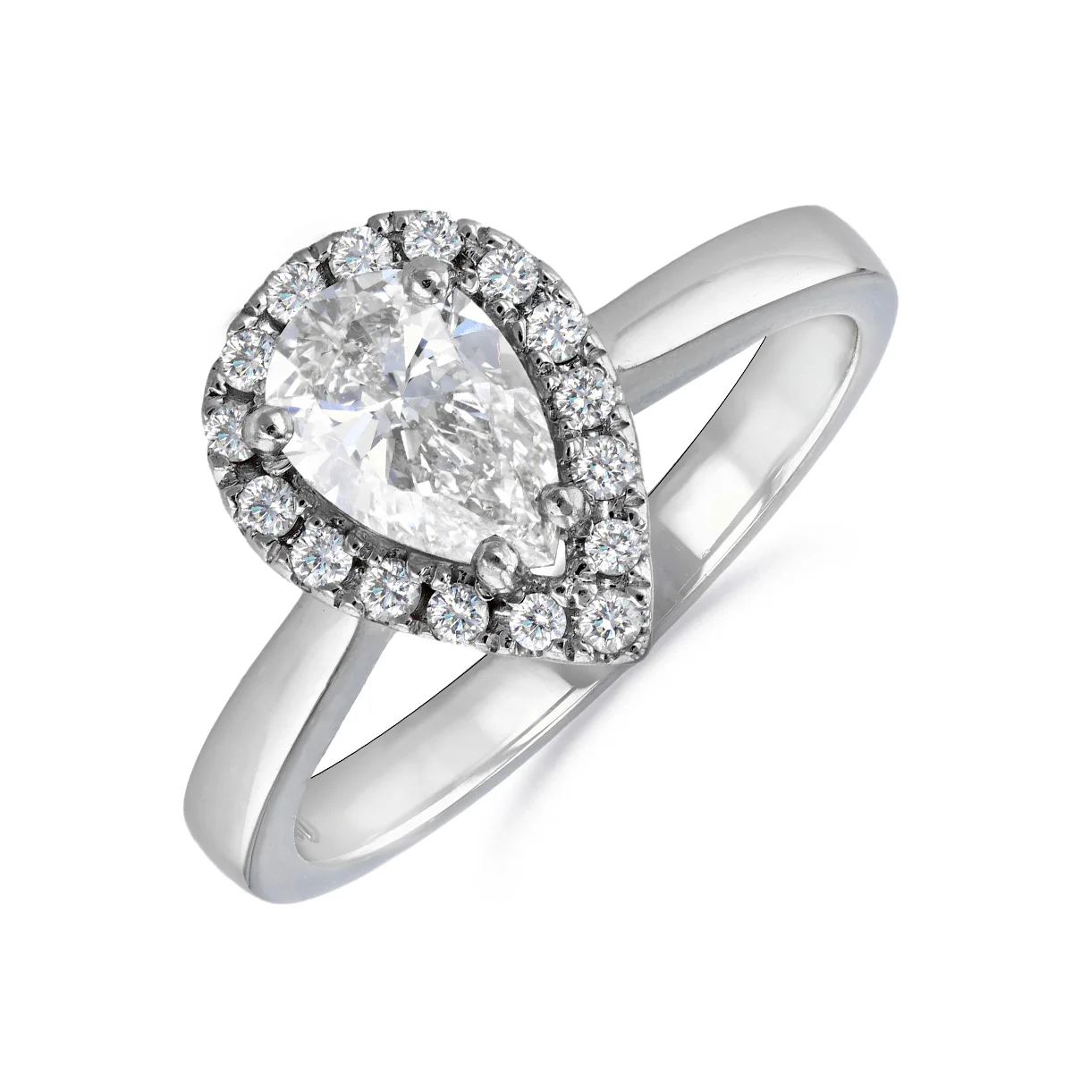 0.86ct Pear Halo Ring | Pre-Loved | Platinum