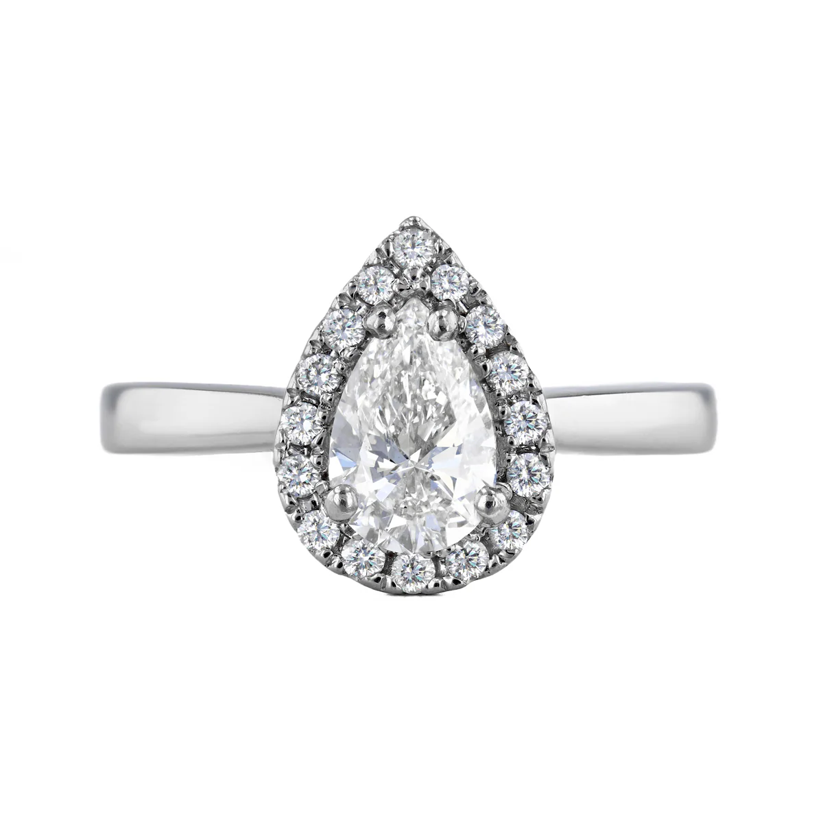 0.86ct Pear Halo Ring | Pre-Loved | Platinum - Image 2