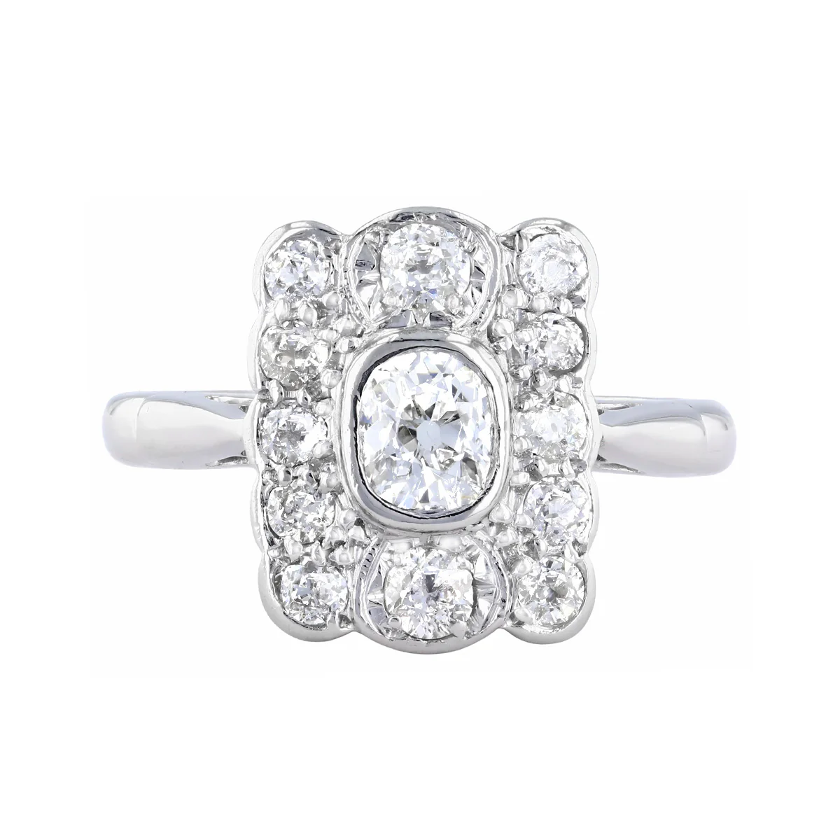 0.88ct Old Cut Diamond Art Deco Dress Ring | Pre-Loved | Platinum - Image 2