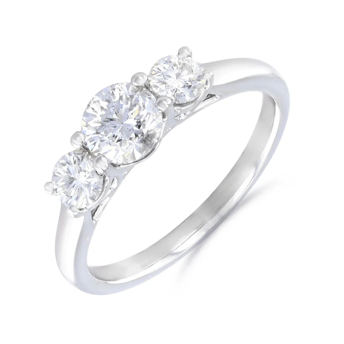 0.90ct Brilliant Cut Diamond Three Stone Ring | Pre-Loved | 18K White Gold