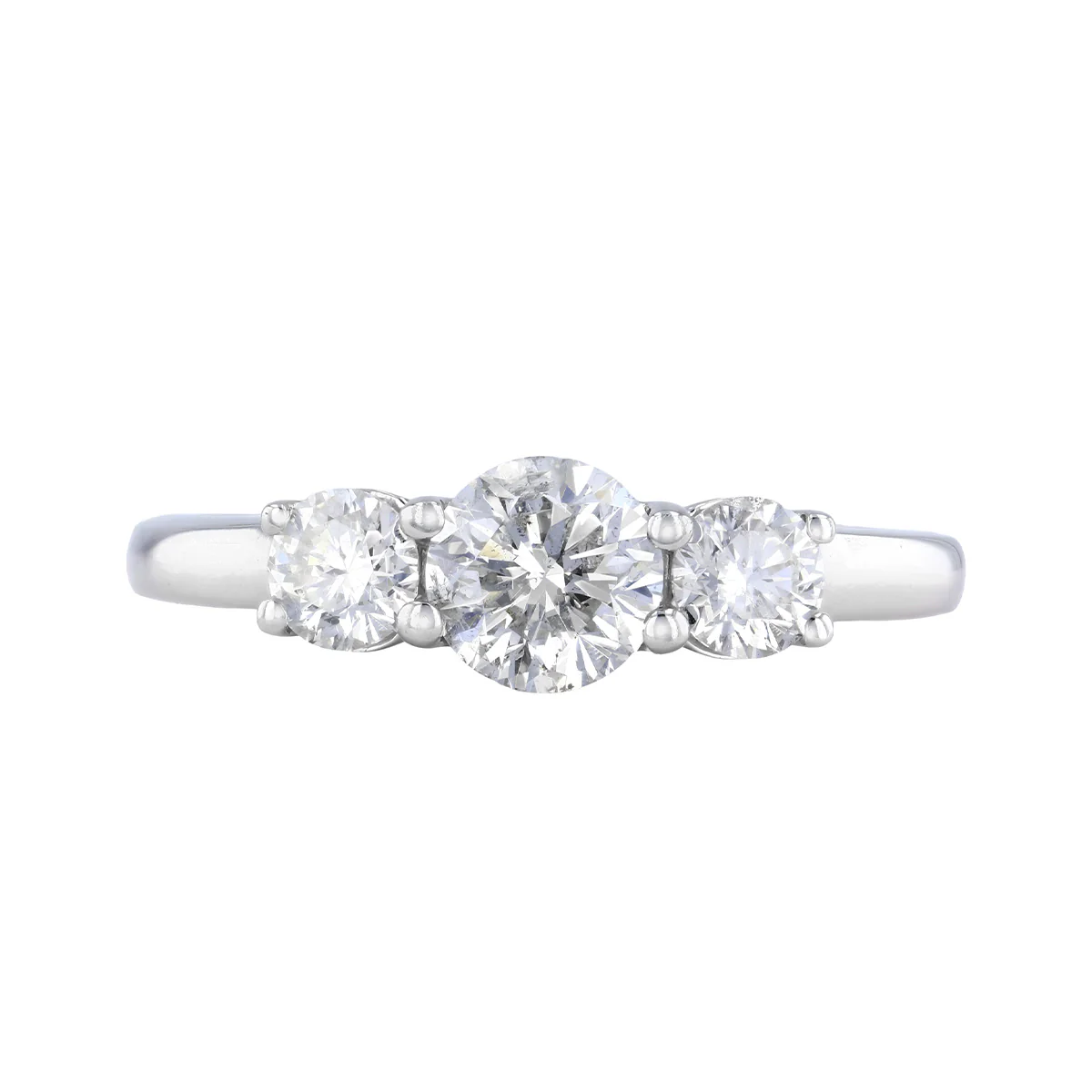 0.90ct Brilliant Cut Diamond Three Stone Ring | Pre-Loved | 18K White Gold - Image 2