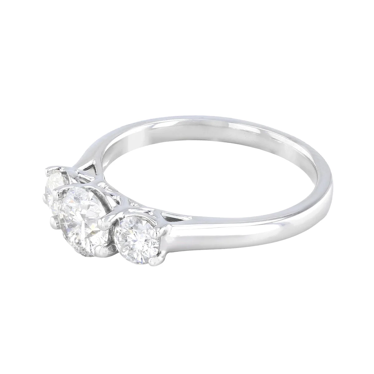 0.90ct Brilliant Cut Diamond Three Stone Ring | Pre-Loved | 18K White Gold - Image 3