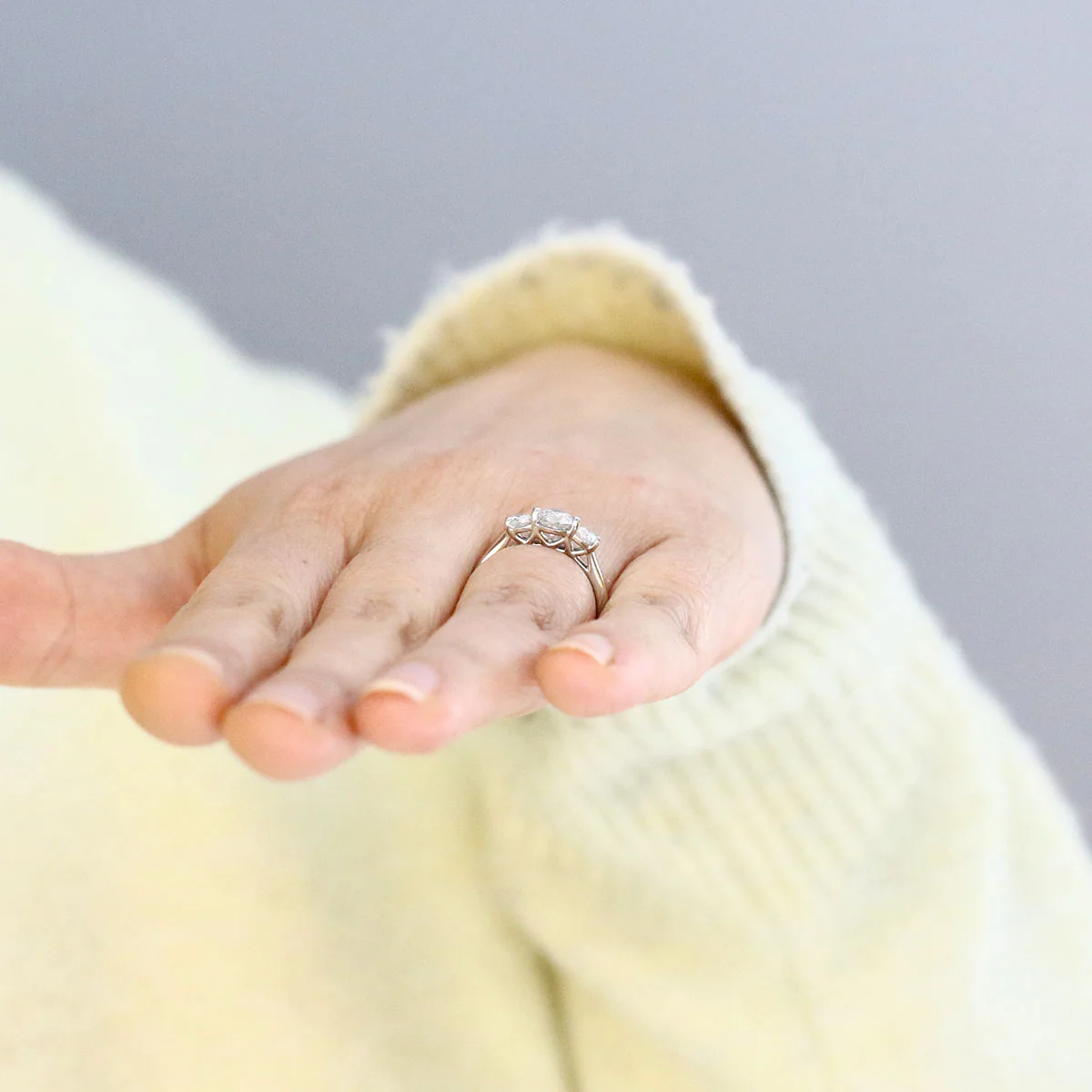 0.90ct Brilliant Cut Diamond Three Stone Ring | Pre-Loved | 18K White Gold - Image 8