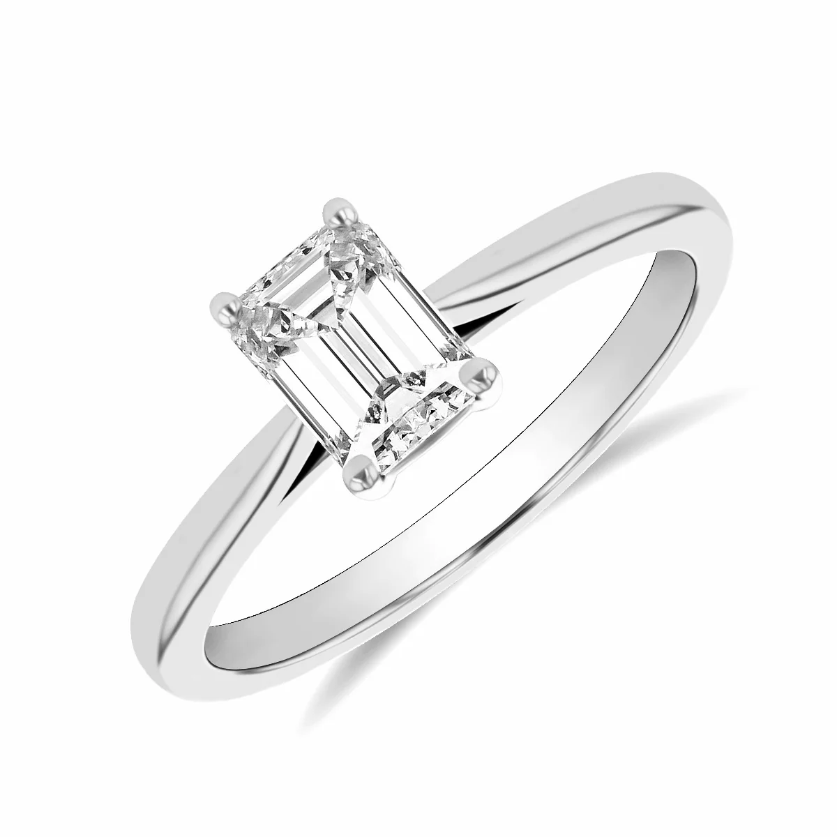 0.90ct Camille Emerald Cut Diamond Solitaire Engagement Ring | D Colour | Platinum