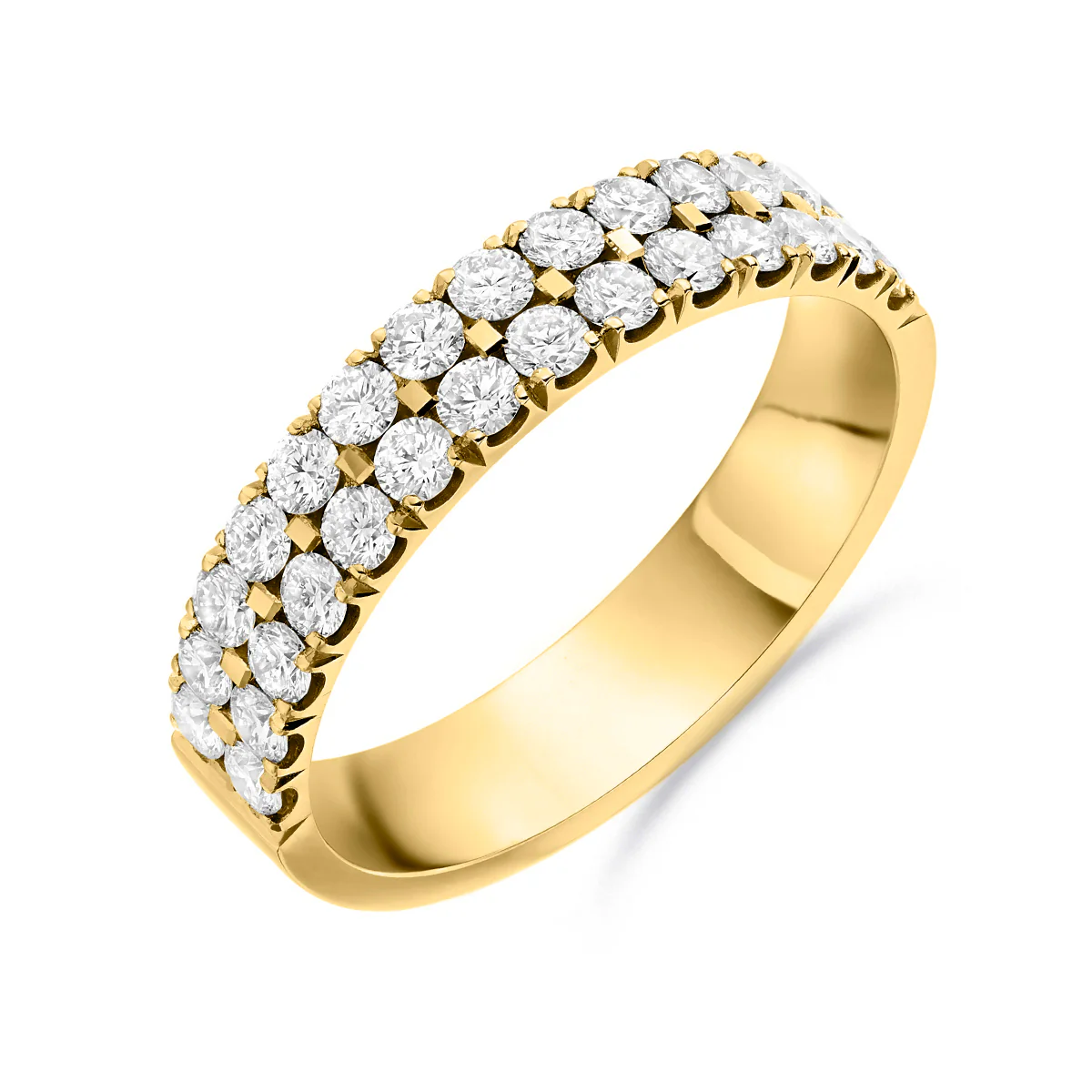 0.90ct Primrose Double Row Diamond Half Eternity Ring | 18ct Yellow Gold
