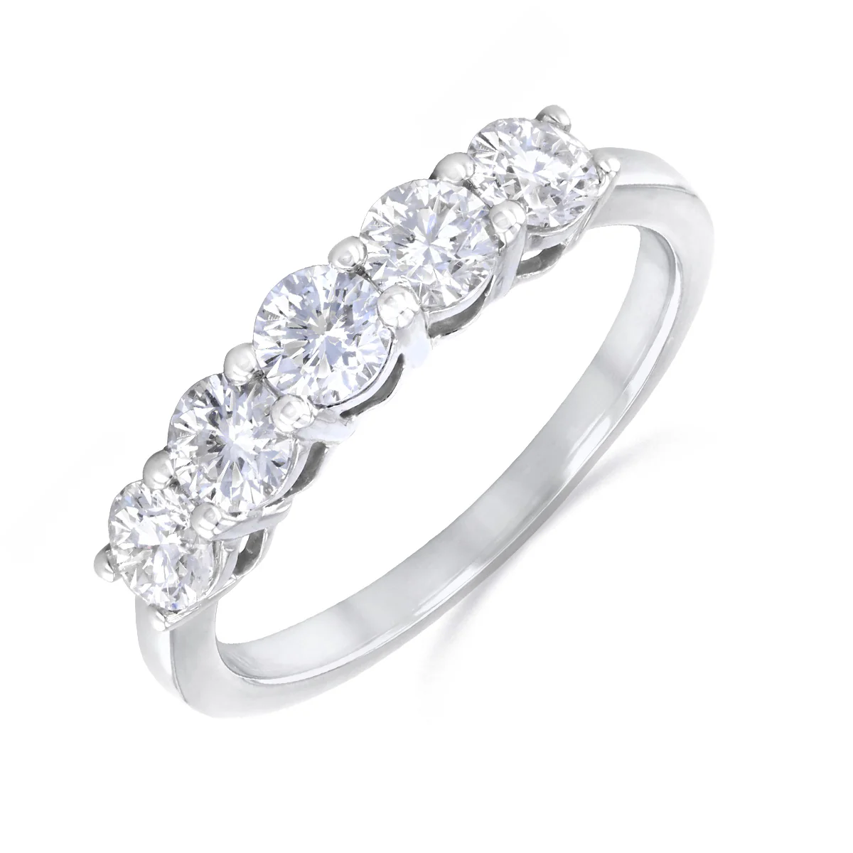 Everyday Diamonds 0.95ct Brilliant Cut Lab Grown Diamond Five Stone Half Eternity Ring | 9K White Gold