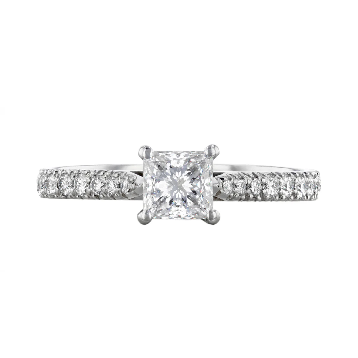 0.96ct Flawless Princess Cut Diamond Shoulder Set Diamond Engagement Ring | Pre-Loved | Platinum - Image 5