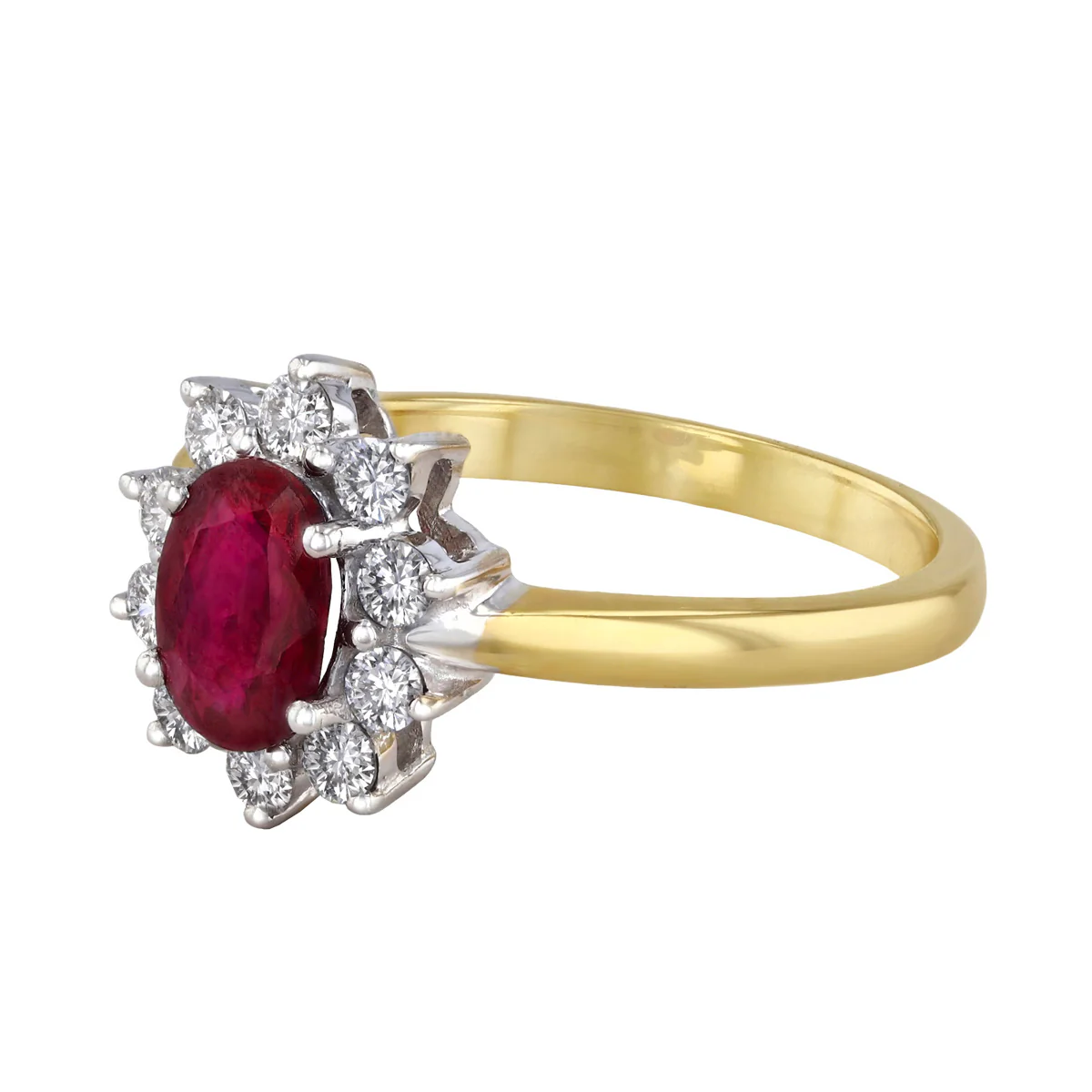 0.96ct Ruby and 0.34ct Diamond Cluster Ring | 18K Yellow Gold - Image 3