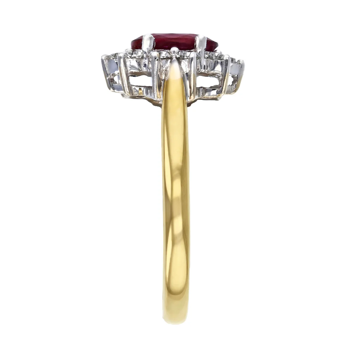 0.96ct Ruby and 0.34ct Diamond Cluster Ring | 18K Yellow Gold - Image 4