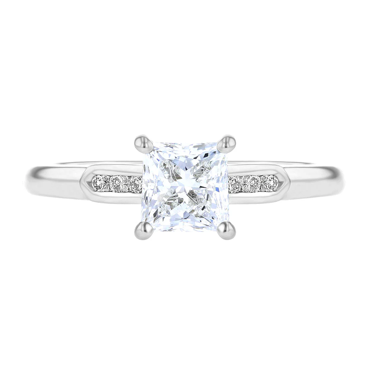 0.97ct Serena Princess Cut Diamond Engagement Ring with Channel Set Shoulders | 18K White Gold - Image 10