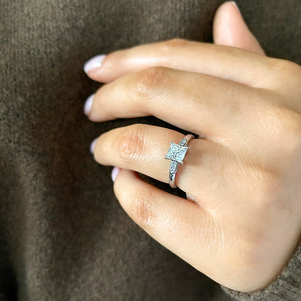 0.97ct Serena Princess Cut Diamond Engagement Ring with Channel Set Shoulders | 18K White Gold - Image 8
