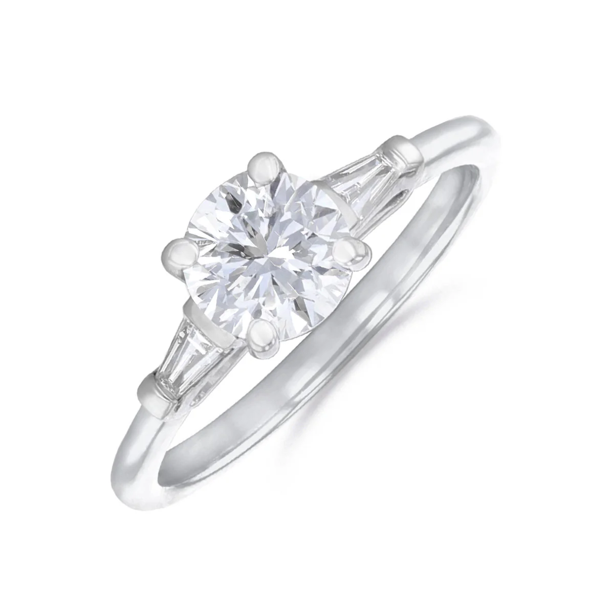1.00ct Athena Three Stone Round Brilliant Cut Diamond Solitaire Engagement Ring | Platinum