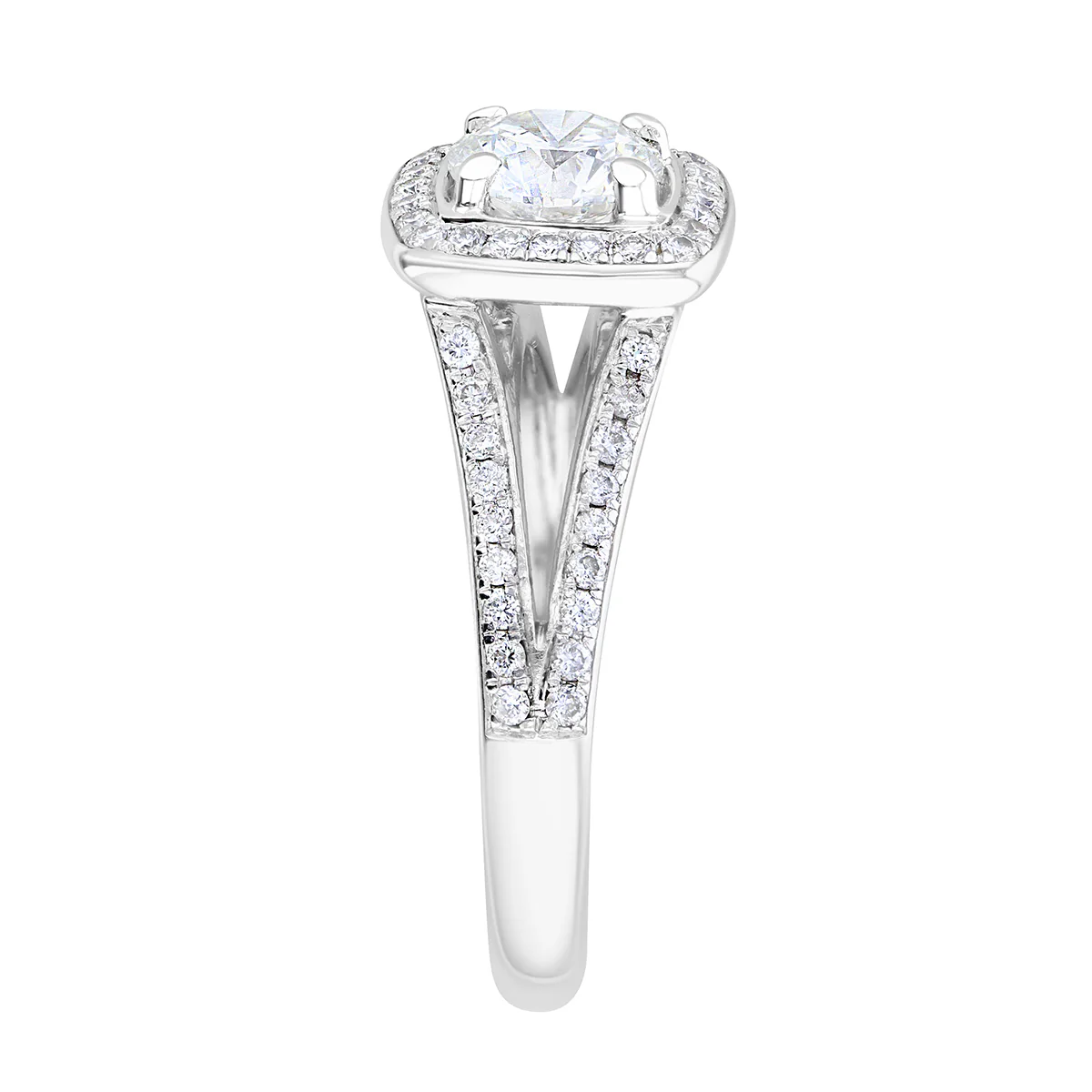 1.00ct Diamond Split Shoulder Halo Engagement Ring | Pre-Loved | Platinum - Image 6
