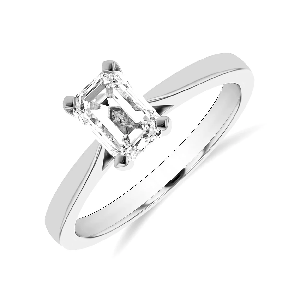 1.00ct Eleanora Emerald Cut Diamond Solitaire Engagement Ring | E Colour | Platinum