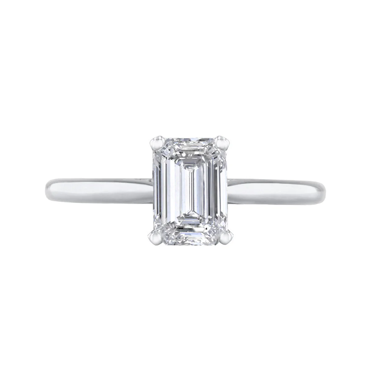 1.00ct Ophelia Lab-Grown Emerald Cut Diamond Solitaire Engagement Ring | Platinum - Image 2