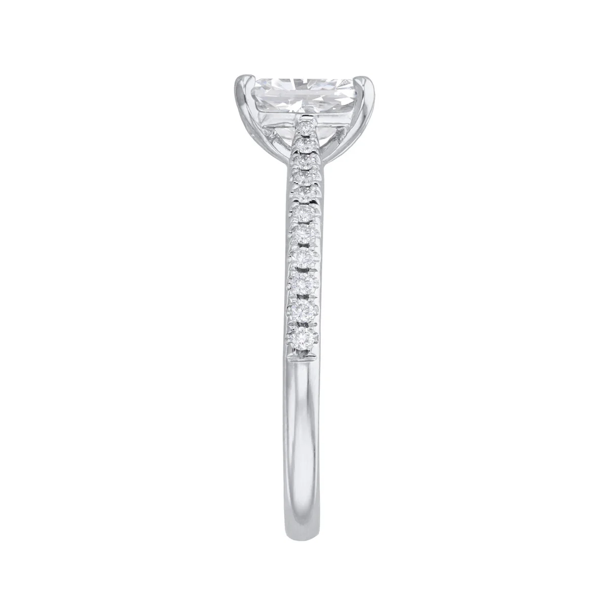 1.00ct Ophelia Lab-Grown Radiant Cut Diamond Shoulder Set Solitaire Engagement Ring | 18K White Gold - Image 4