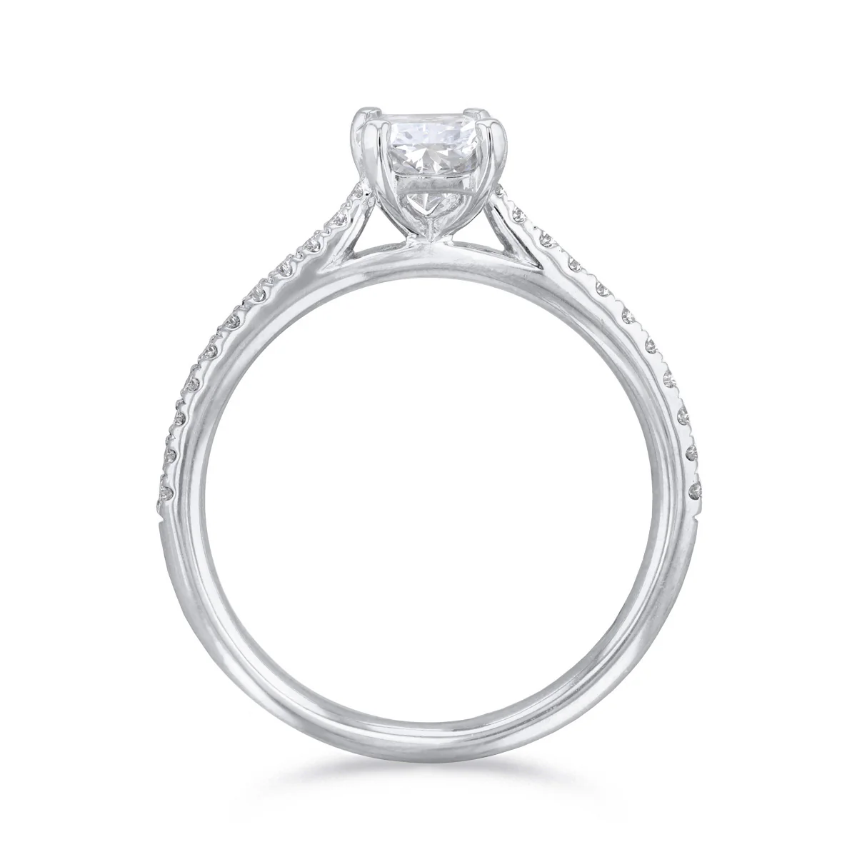 1.00ct Ophelia Lab-Grown Radiant Cut Diamond Shoulder Set Solitaire Engagement Ring | 18K White Gold - Image 5