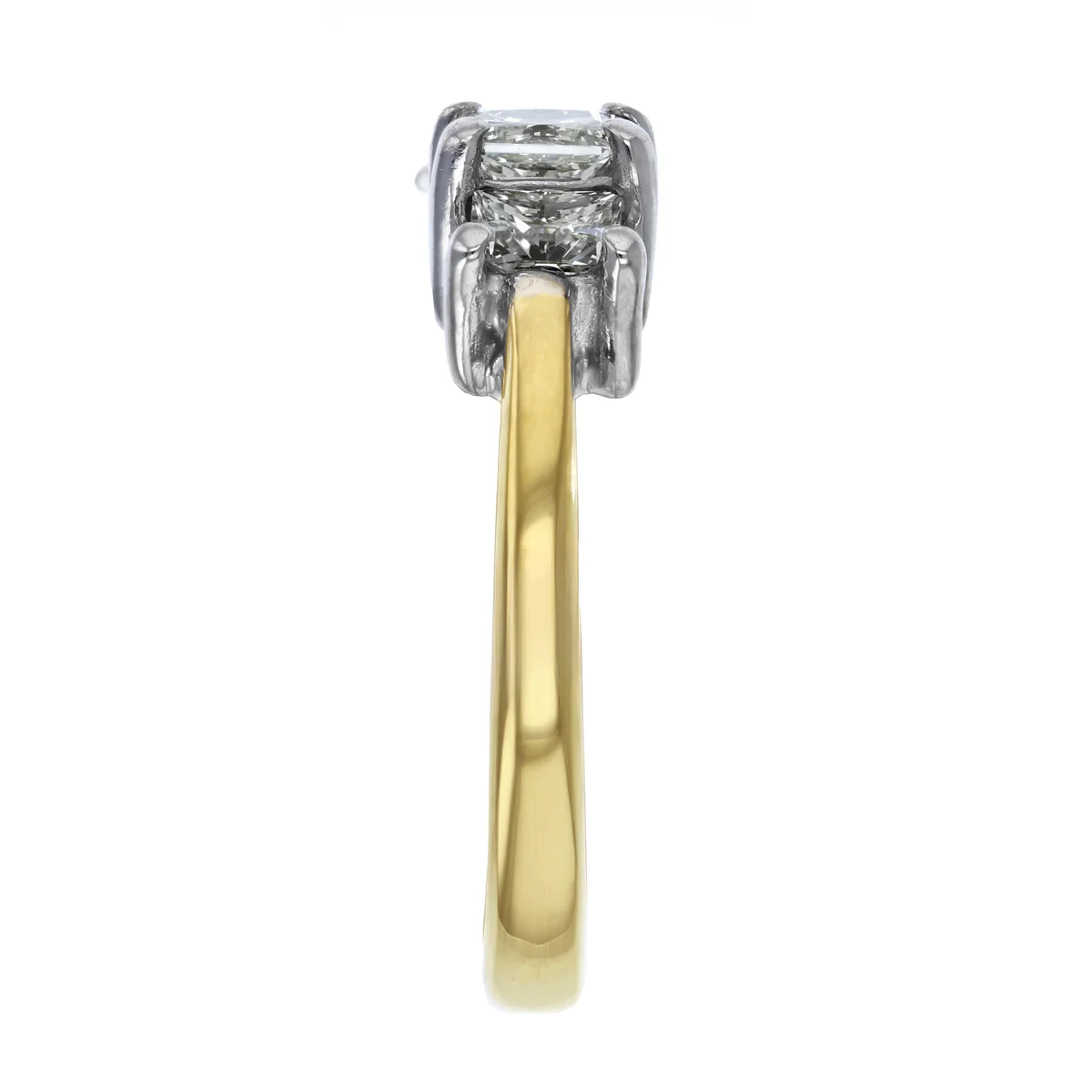 1.00ct Princess Cut Diamond Three Stone Ring | Pre-Loved | 18K Yellow Gold - Image 4