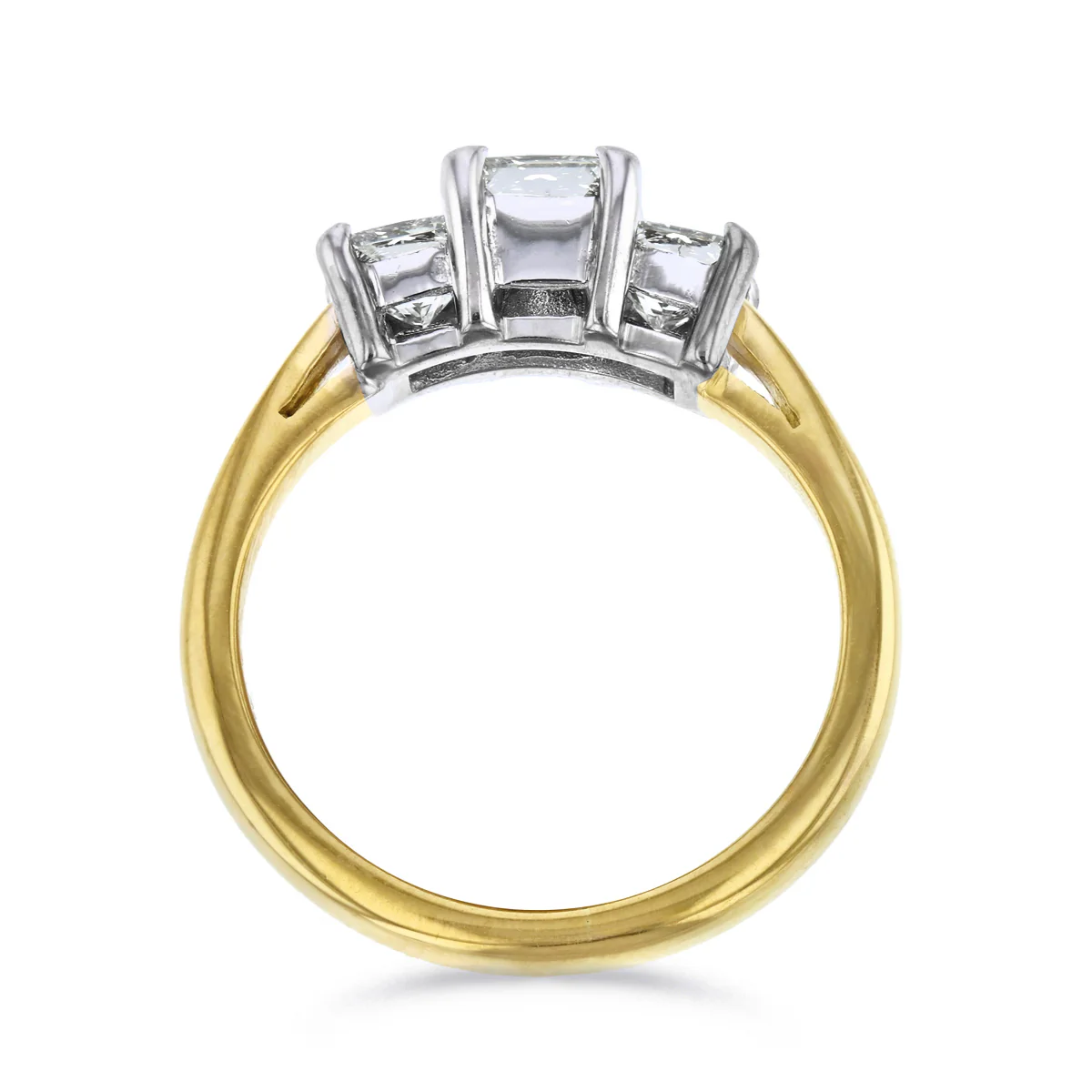 1.00ct Princess Cut Diamond Three Stone Ring | Pre-Loved | 18K Yellow Gold - Image 5