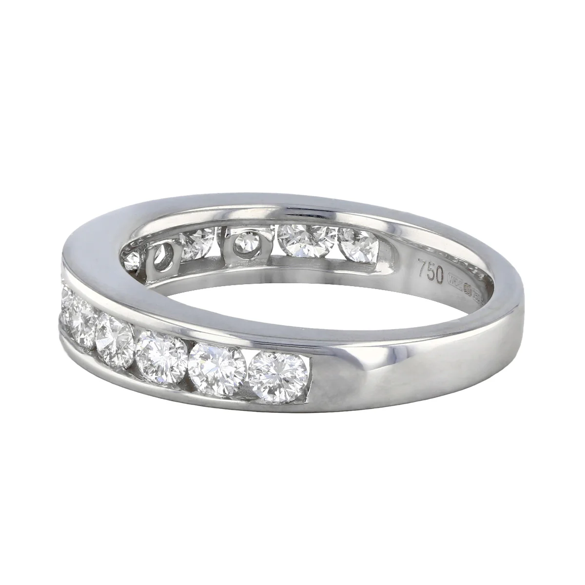1.00ct Round Brilliant Diamond Half Eternity Ring | Pre-Loved | 18K White Gold - Image 3