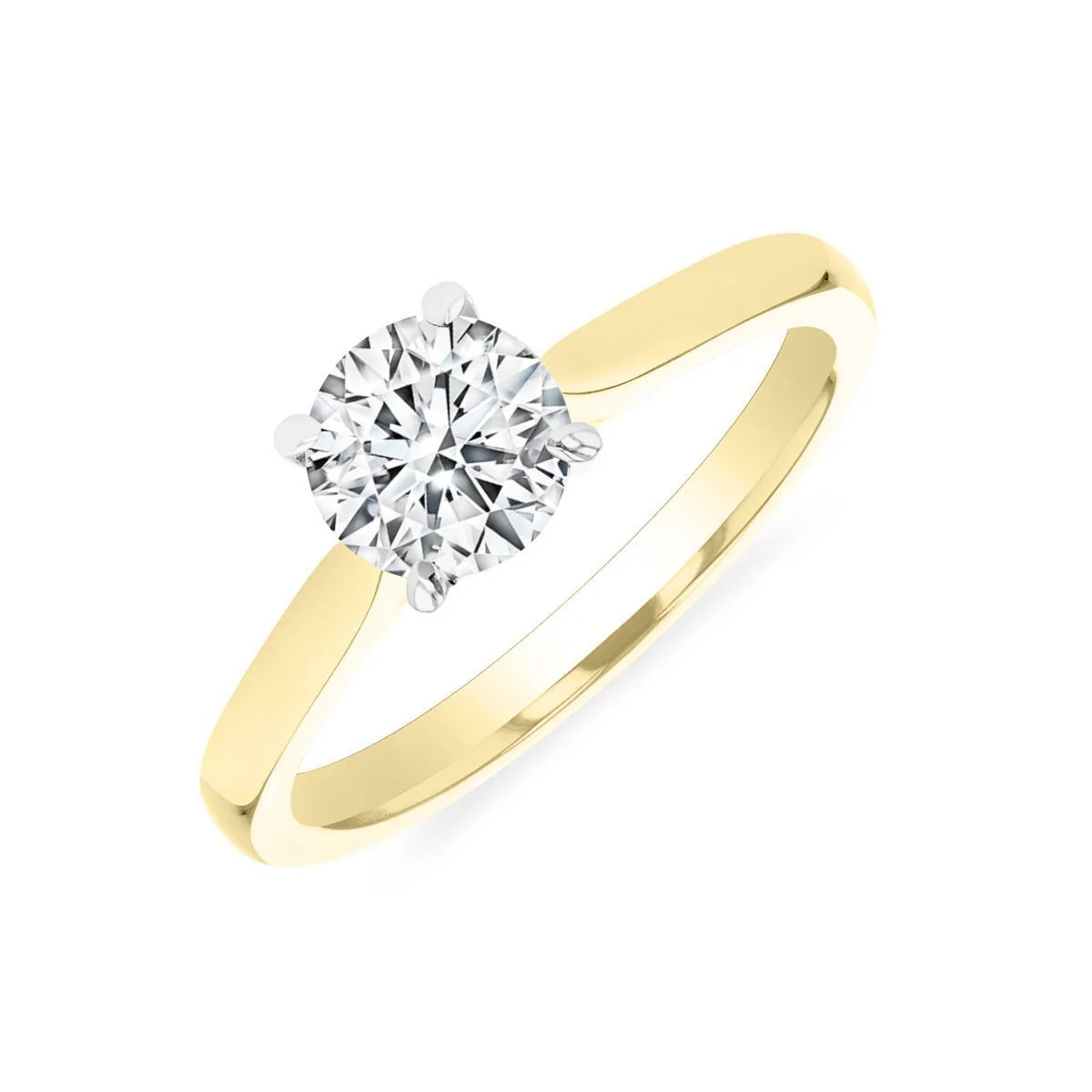 1.00ct Round Cut Solitaire Diamond Engagement Ring  | F Colour | 18K Yellow Gold