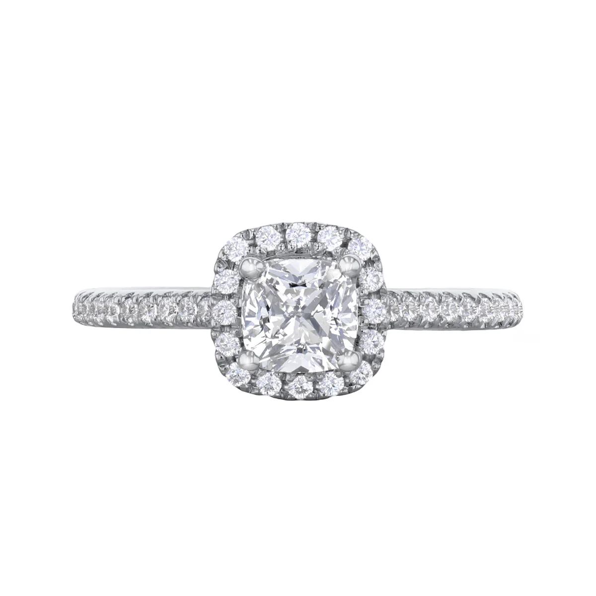 1.00ct Willow Cushion Cut Diamond Halo Engagement Ring | Platinum - Image 2