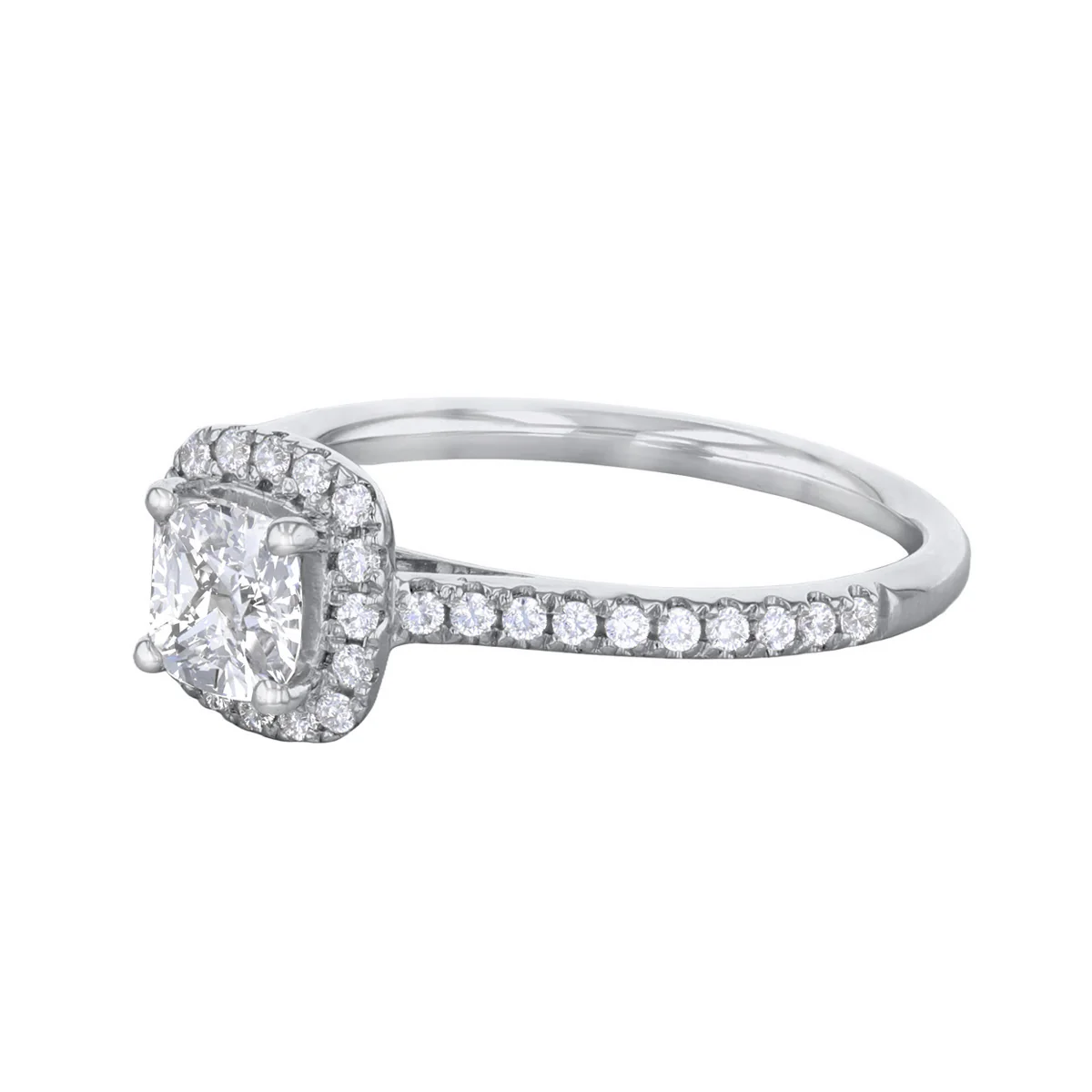 1.00ct Willow Cushion Cut Diamond Halo Engagement Ring | Platinum - Image 3