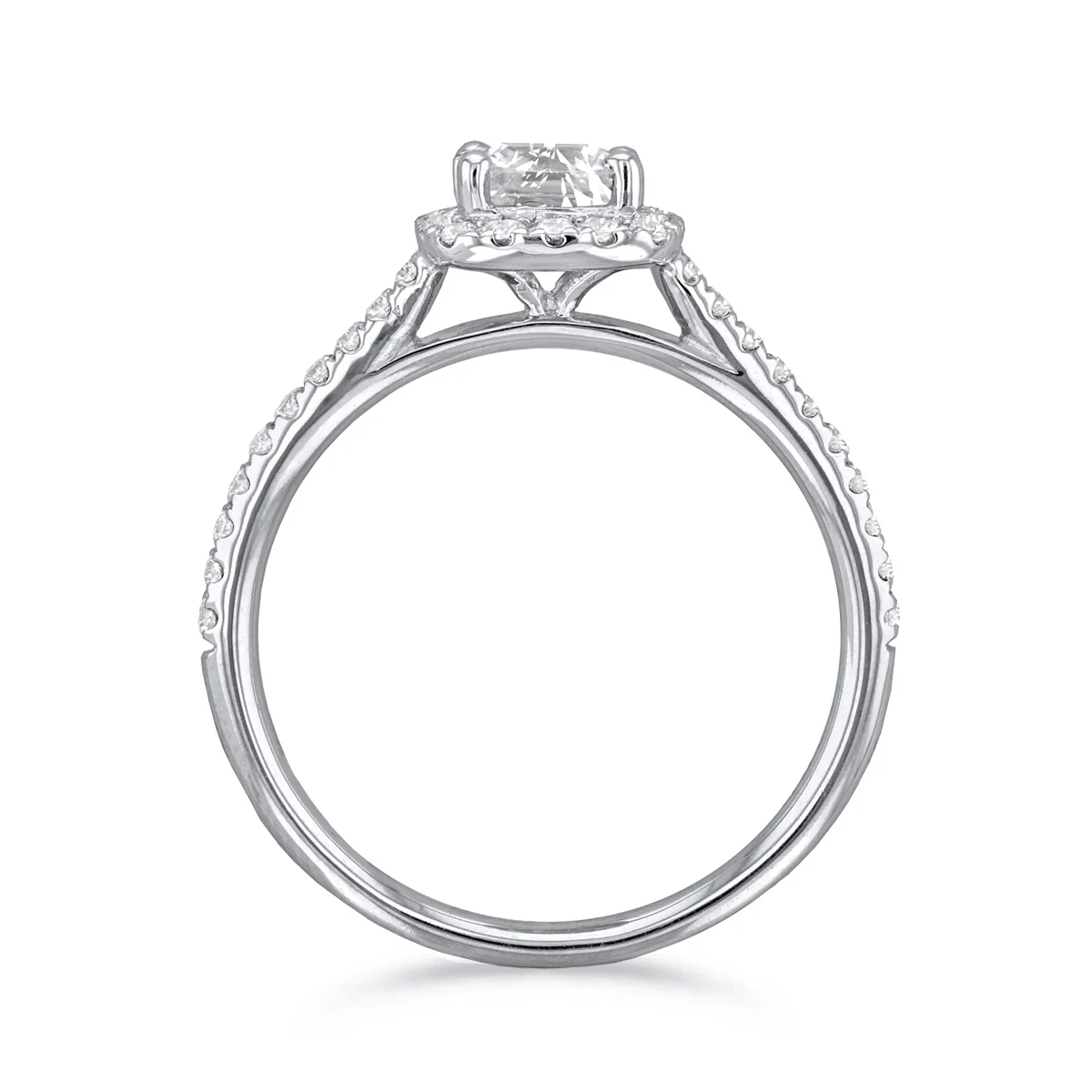1.00ct Willow Cushion Cut Diamond Halo Engagement Ring | Platinum - Image 5