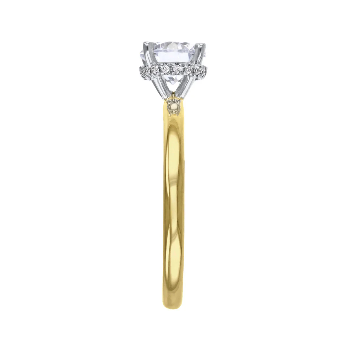 1.00ct Fleur Lab-Grown Round Cut Diamond Solitaire and Hidden Halo Engagement Ring | 18K Yellow & White Gold - Image 4