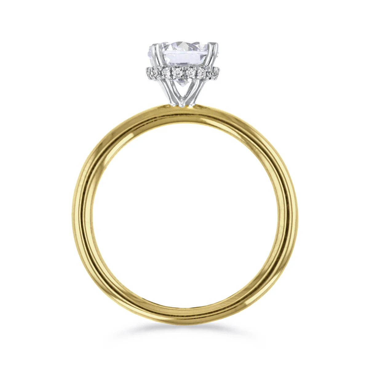 1.00ct Fleur Lab-Grown Round Cut Diamond Solitaire and Hidden Halo Engagement Ring | 18K Yellow & White Gold - Image 5