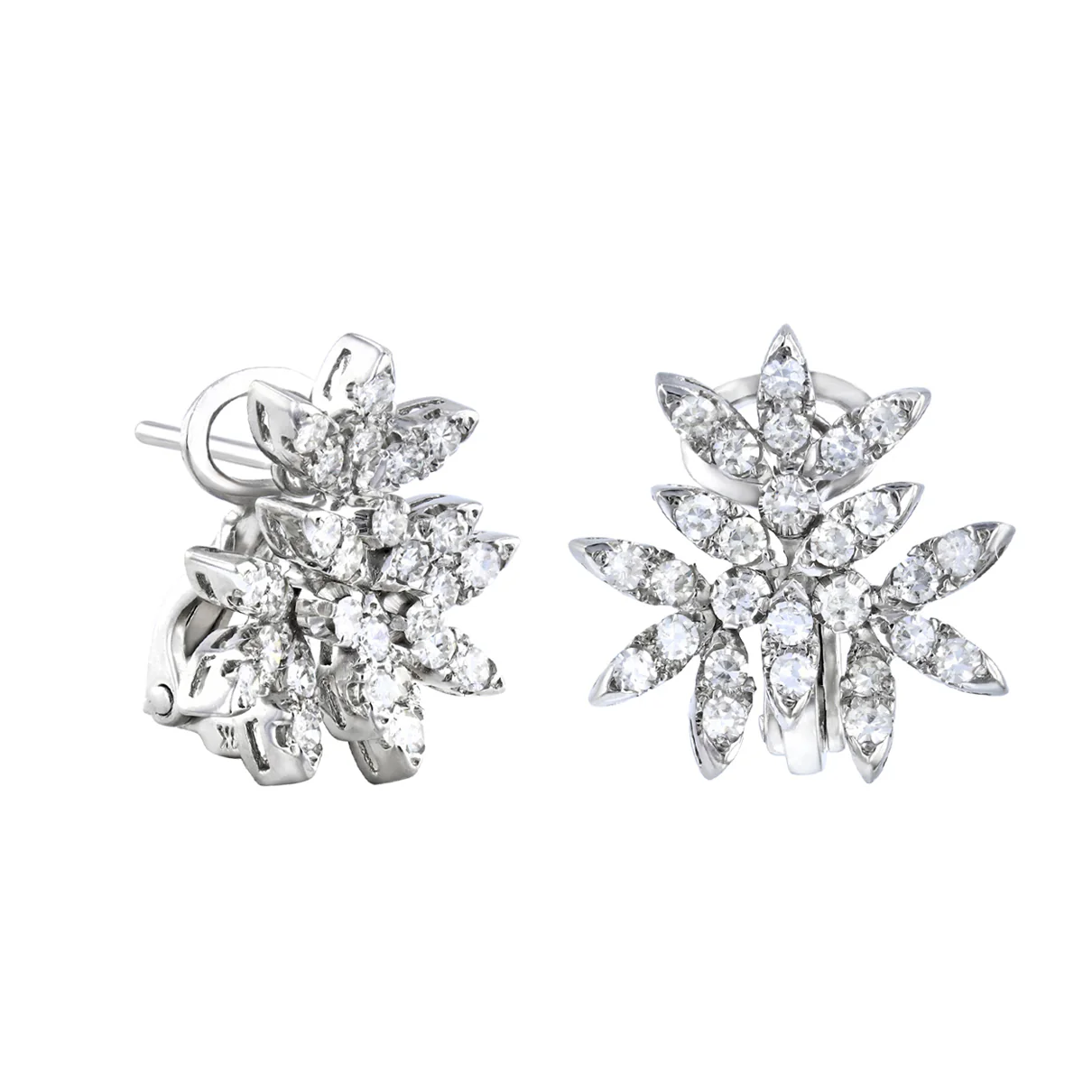 1.08ct Eight Cut Diamond Vintage Floral Inspired  Earrings | Pre-Loved | 18K White Gold