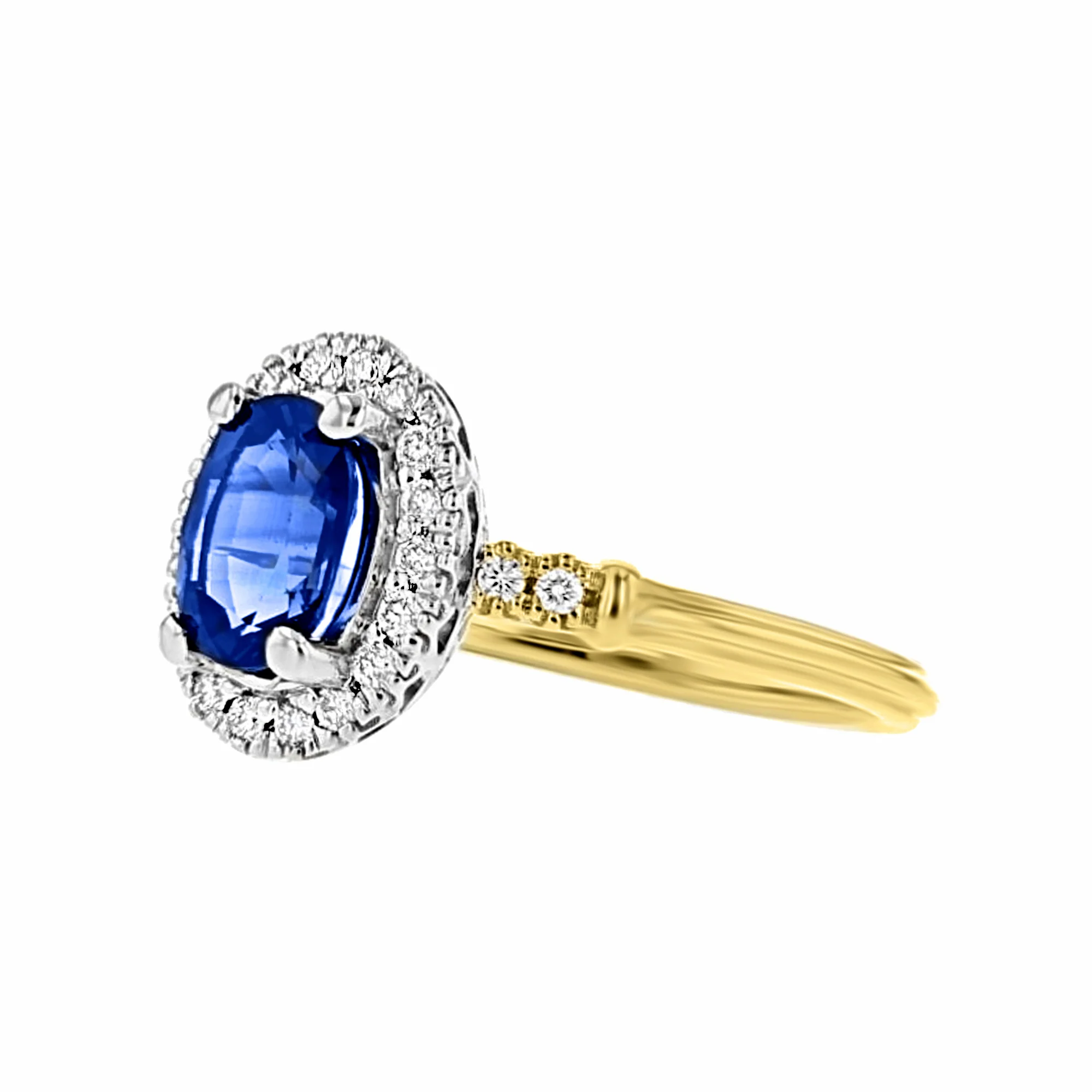 1.16ct Oval Cut Sapphire & Diamond Cluster Ring | 18K Yellow Gold - Image 2