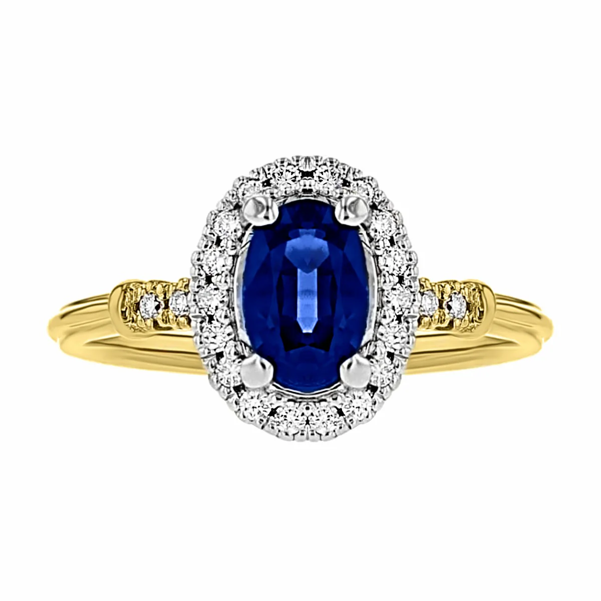 1.16ct Oval Cut Sapphire & Diamond Cluster Ring | 18K Yellow Gold - Image 3