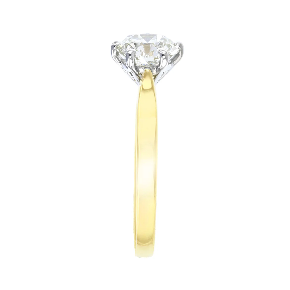 1.17ct Round Brilliant Cut Six Claw Engagement Ring (Contemporary Setting) | Pre-Loved | 18K Yellow Gold & Platinum - Image 4