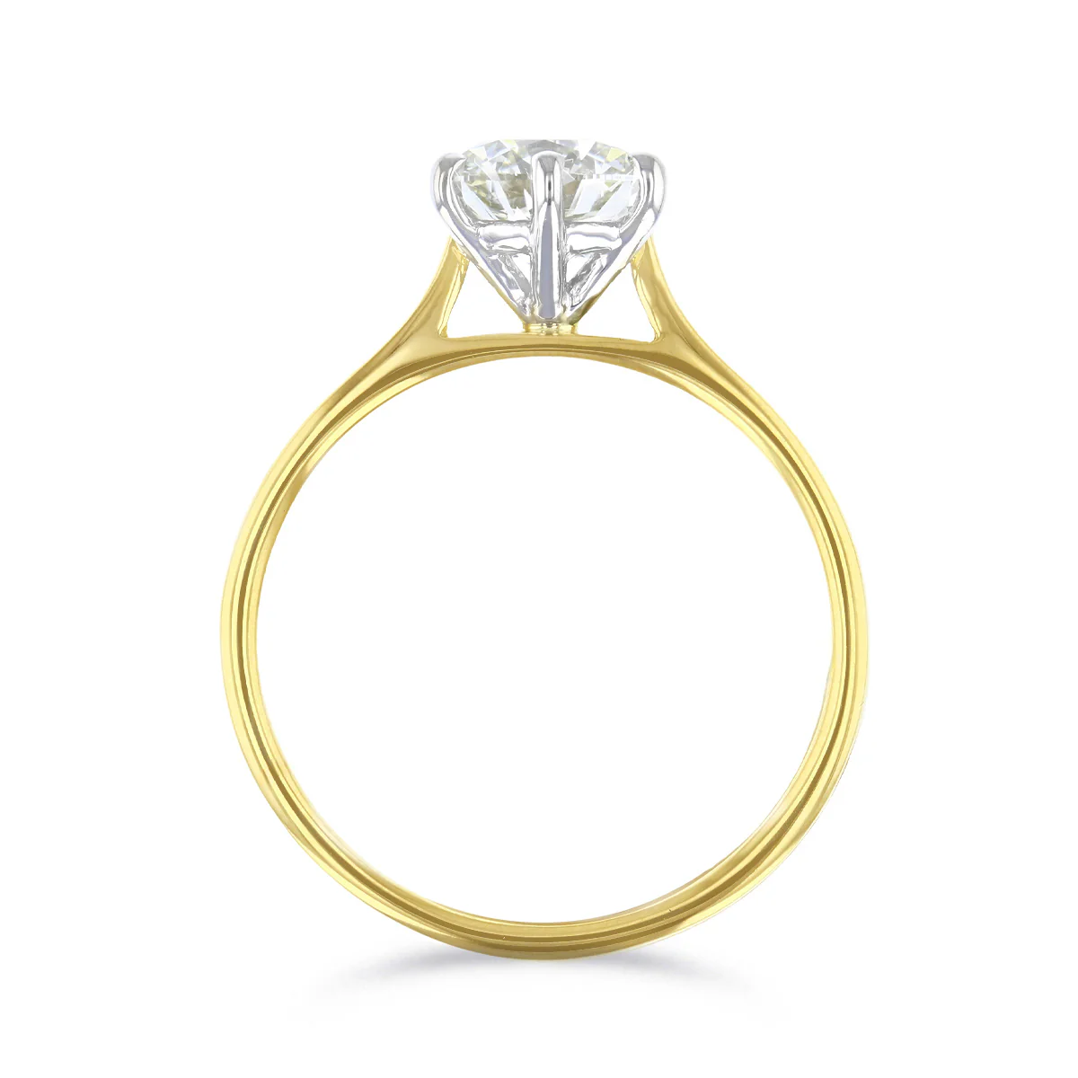 1.17ct Round Brilliant Cut Six Claw Engagement Ring (Contemporary Setting) | Pre-Loved | 18K Yellow Gold & Platinum - Image 5