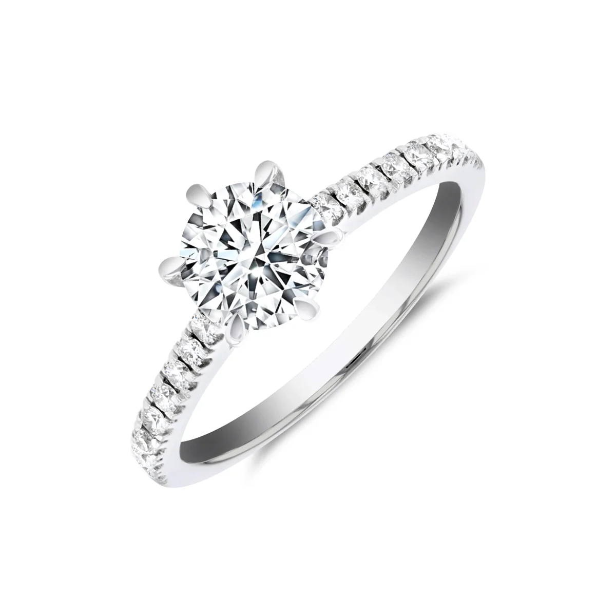 1.21 Tilly Round Brilliant Diamond Solitaire Shoulder Set | 18K White Gold
