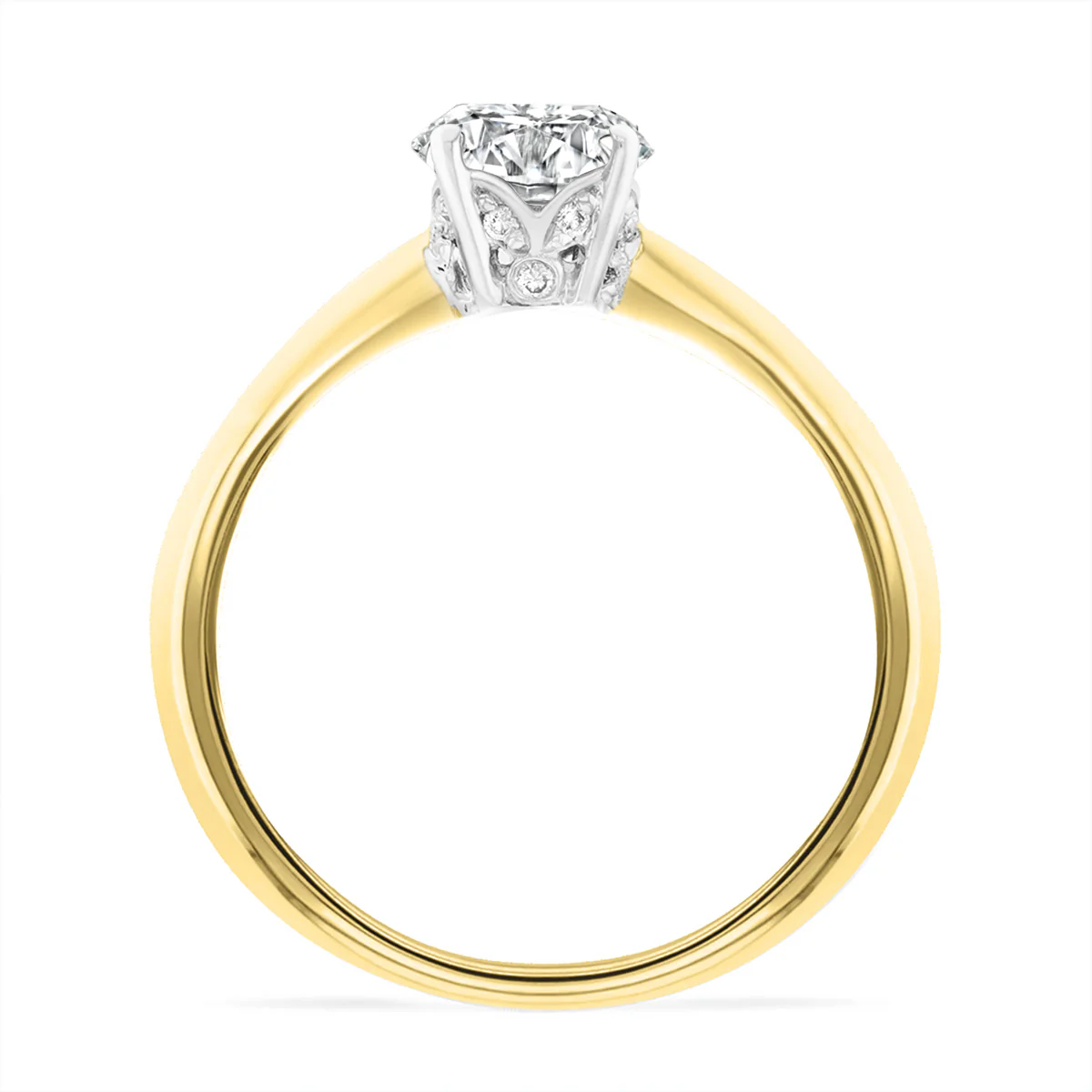 1.21ct Lucille Diamond Solitaire Engagement Ring with Hidden Diamond Floral Motif | 18K Yellow Gold - Image 3