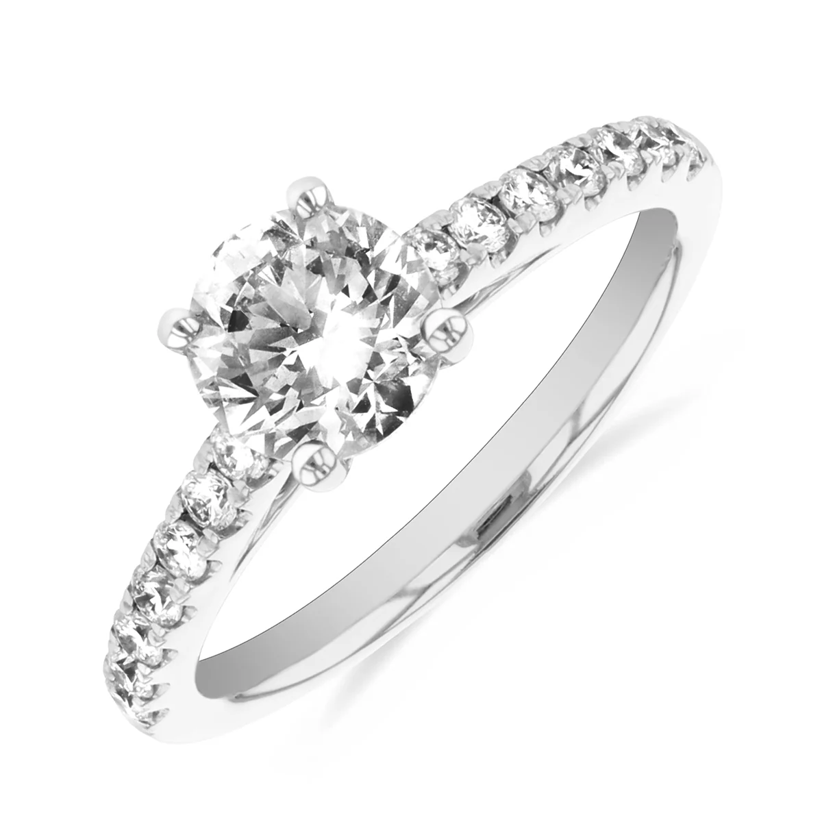 1.27ct Felicity Brilliant Cut Shoulder Set Diamond Engagement Ring | 18K White Gold