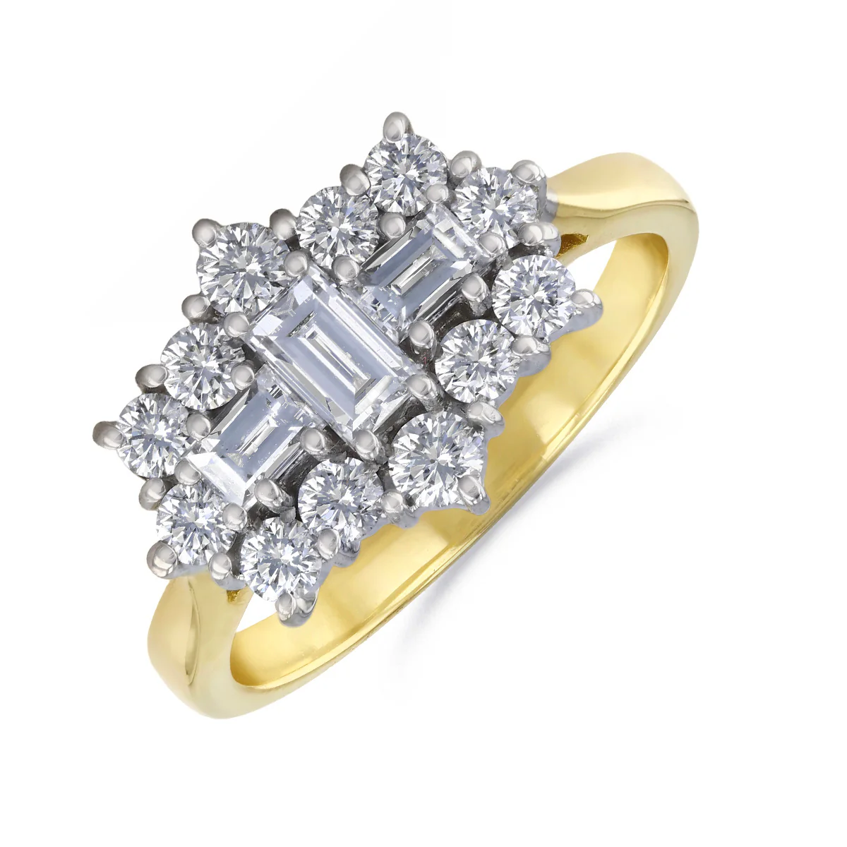 1.29ct Mixed Cut Diamond Cluster Ring | Pre-Loved | 18K Yellow Gold