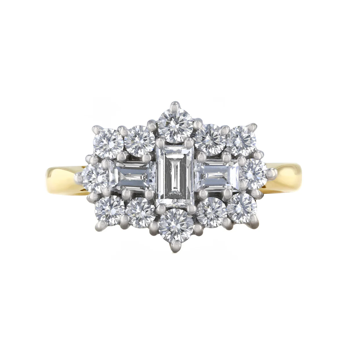 1.29ct Mixed Cut Diamond Cluster Ring | Pre-Loved | 18K Yellow Gold - Image 2