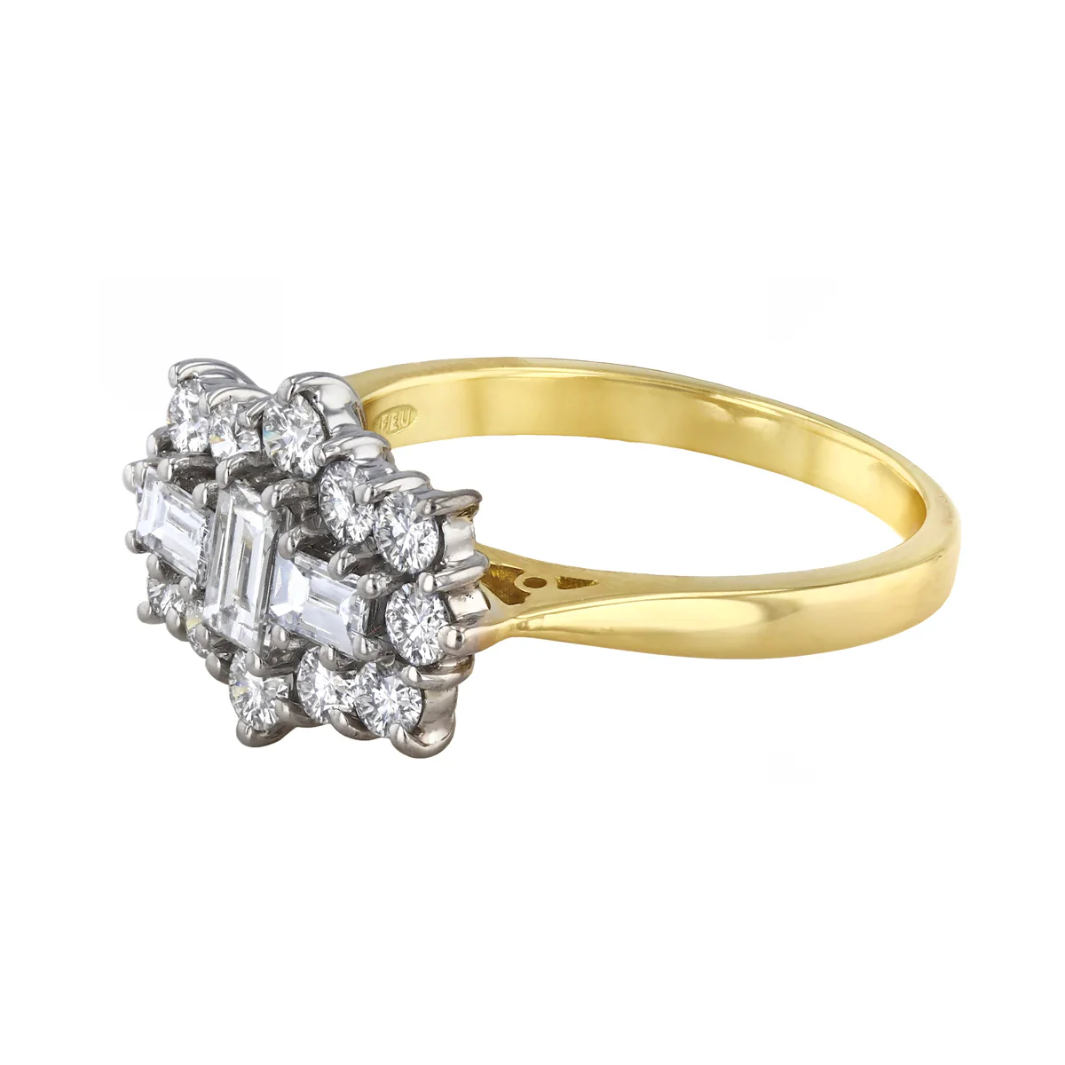 1.29ct Mixed Cut Diamond Cluster Ring | Pre-Loved | 18K Yellow Gold - Image 3