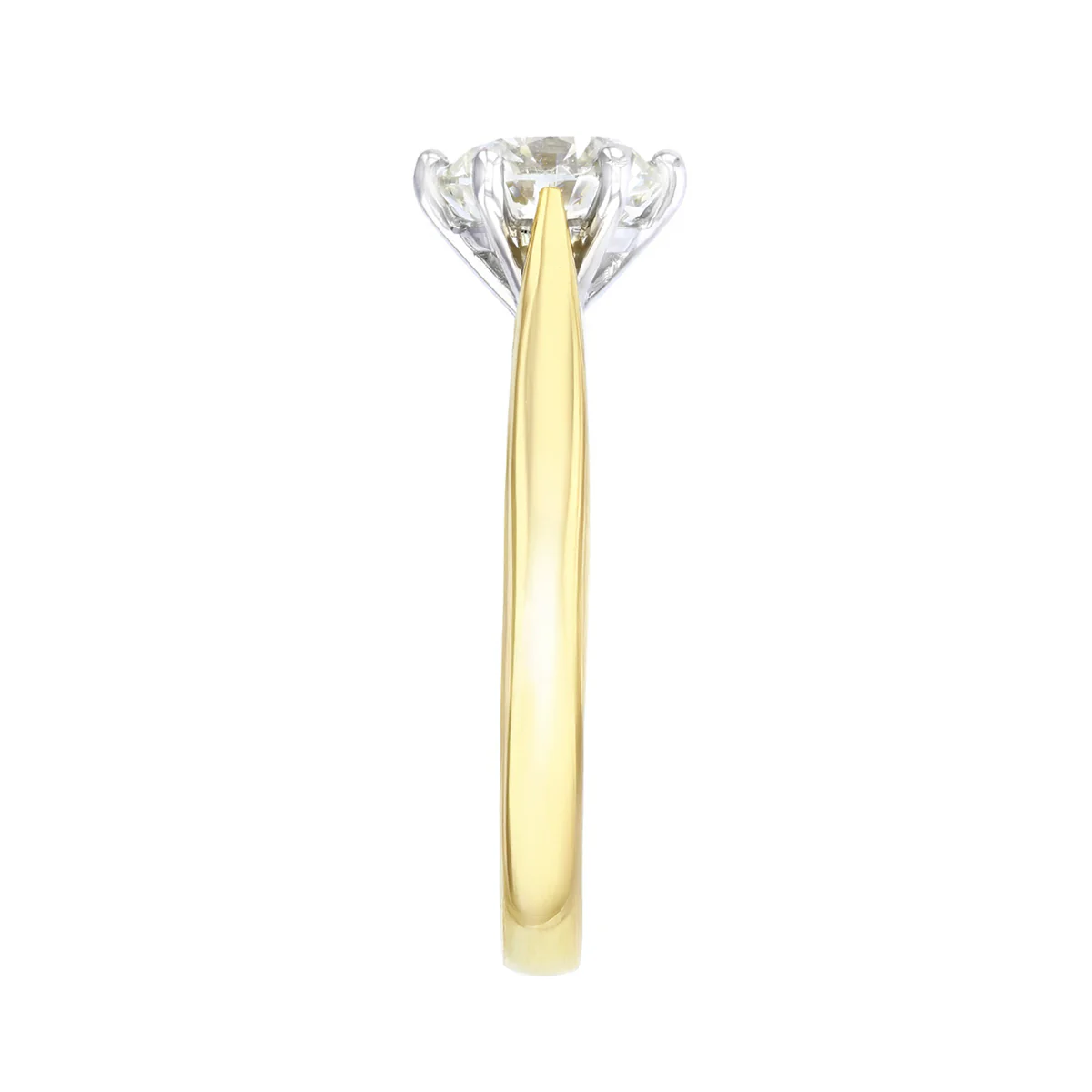 1.30ct Round Brilliant Cut Six Claw Engagement Ring | 18K Yellow Gold & Platinum - Image 4