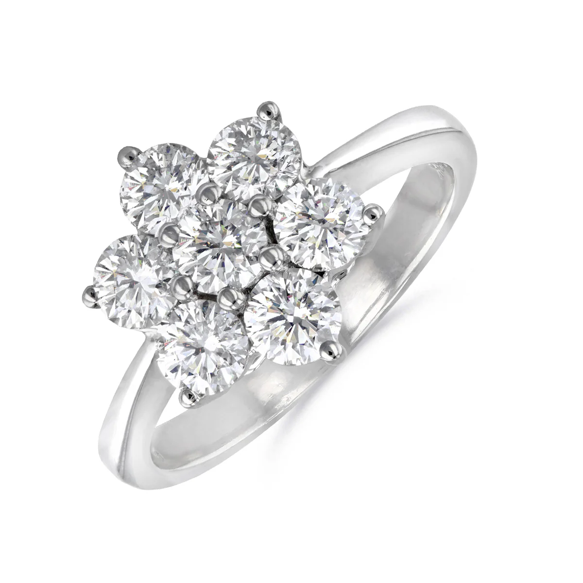1.33 ct Round Brilliant Diamond Cluster Ring | Pre-Loved | 18K White Gold